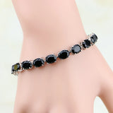 Zircon 925 Silver Round Link Chain Bracelet 7 inch For Women
