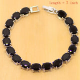 Zircon 925 Silver Round Link Chain Bracelet 7 inch For Women