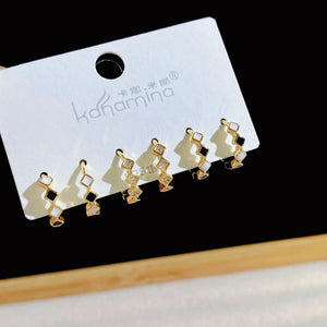 Geometric Earrings Set Checkerboard Micro and Niche Ear Buckle 2