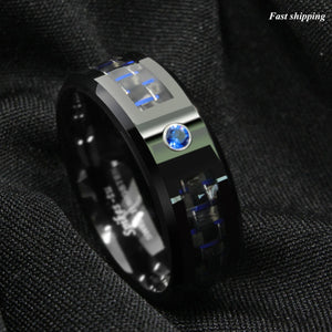Carbon Fiber Tungsten Ring Wedding Band for Men