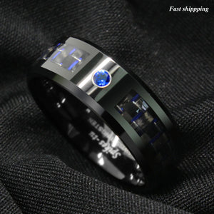 Carbon Fiber Tungsten Ring Wedding Band for Men
