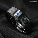 Carbon Fiber Tungsten Ring Wedding Band for Men