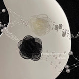 Rose Pearl Choker Necklace for Women - Small Light Collar Chain