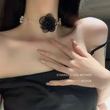 Rose Pearl Choker Necklace for Women - Small Light Collar Chain