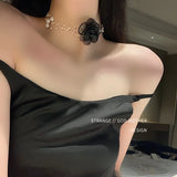 Rose Pearl Choker Necklace for Women - Small Light Collar Chain