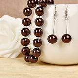 Bead Candy Jewelry Glossy Pearl Necklace Earrings Set