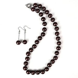 Bead Candy Jewelry Glossy Pearl Necklace Earrings Set