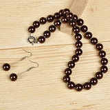 Bead Candy Jewelry Glossy Pearl Necklace Earrings Set