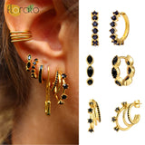 Zircon Sterling Silver Hoop Earrings Women Jewelry