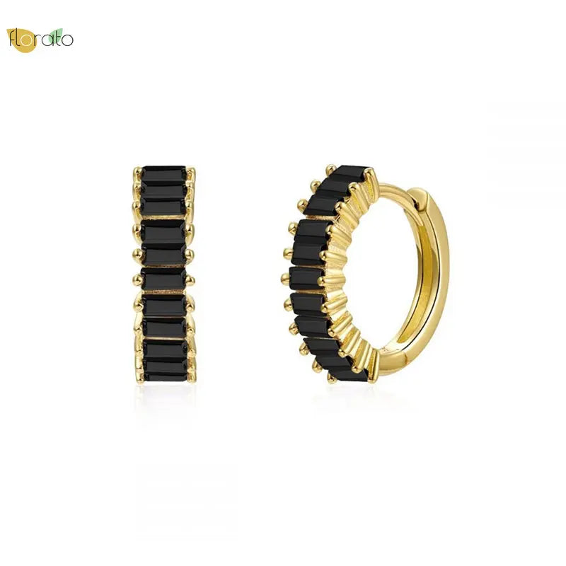 Zircon Sterling Silver Hoop Earrings Women Jewelry