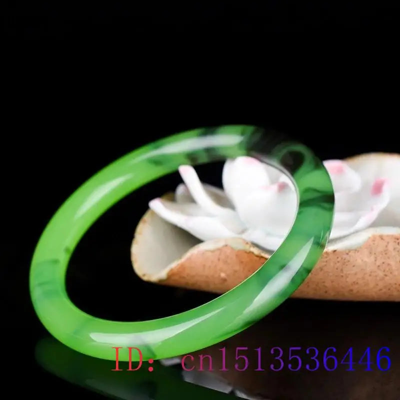 Green Jade Bangle Bracelet Gemstone Chinese Jewelry Jadeite Natural