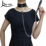 Leather Goth Choker Necklace for Women Punk Nightclub Party