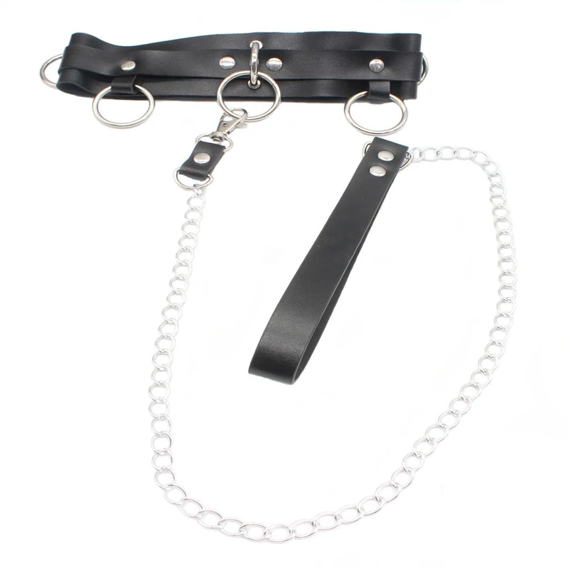 Leather Goth Choker Necklace for Women Punk Nightclub Party