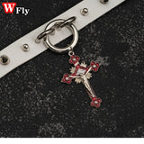Rivet Belt Cross Collar Necklace Girl Rock Hip Hop Gothic Lolita Cosplay