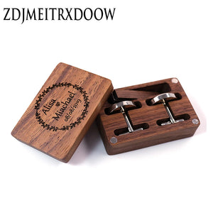Walnut Business Square Brush Mens Cufflinks Tie Clips Set