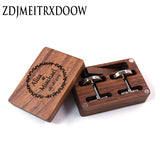 Walnut Business Square Brush Mens Cufflinks Tie Clips Set