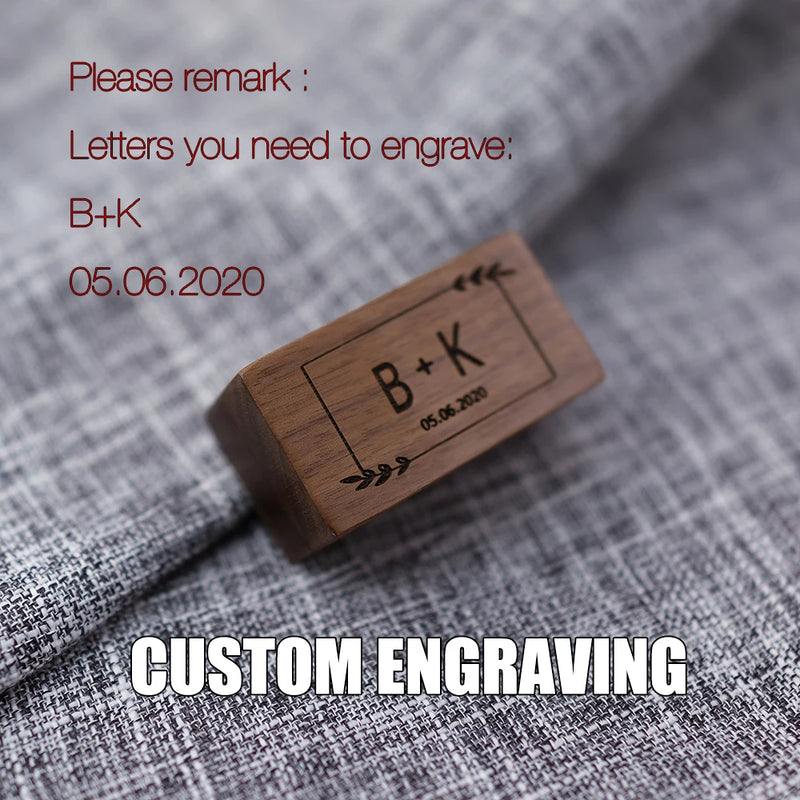 Custom Rustic Wedding Wood Ring Box - Names & Date