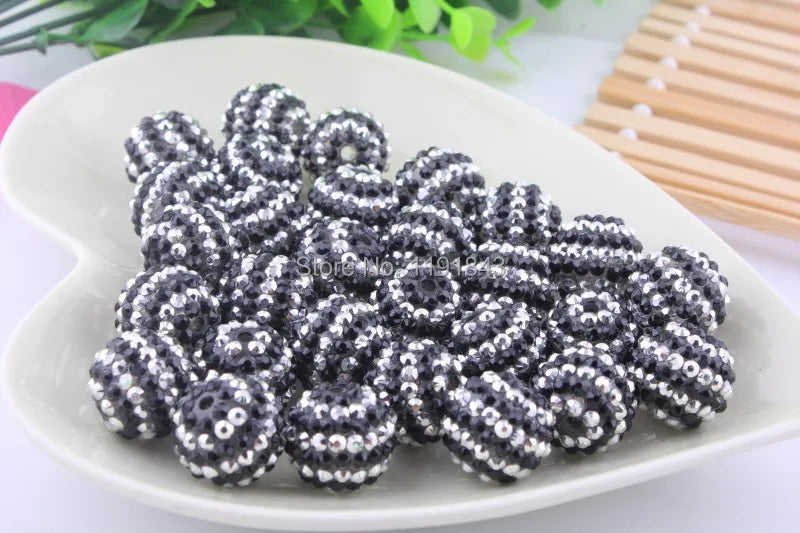 Chunky Resin Rhinestone Beads Ball Orange 20mm 100pcs