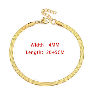 Stainless Steel Blade Snake Chain Anklet 3/4/5mm Foot Bracelet Leg Beach Jewelry