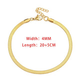 Stainless Steel Blade Snake Chain Anklet 3/4/5mm Foot Bracelet Leg Beach Jewelry