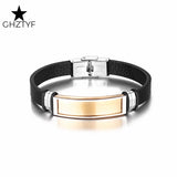 Steel Leather Bracelet High Stainless Steel Cuff Bracelets Unisex Jewelry