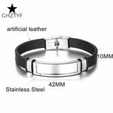 Steel Leather Bracelet High Stainless Steel Cuff Bracelets Unisex Jewelry