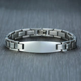 Polished Stainless Steel Bent Tag Bracelet for Men