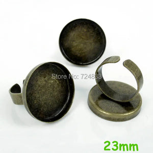 Bezel Ring Bases 23mm Cup Tray Pads Antique Bronze