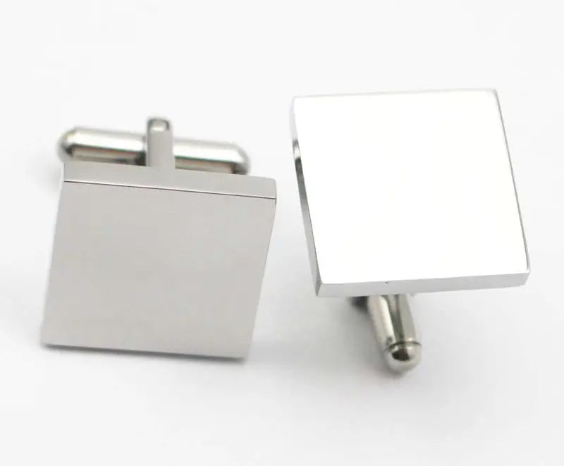 Plain Square Top Cuff Links 316L Stainless Steel Men's Cufflink