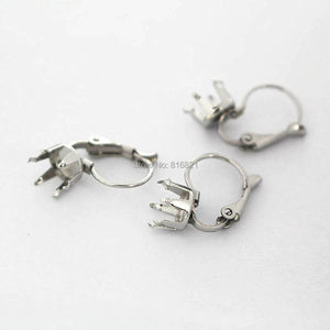 Stainless Steel Clip Hook Earrings with 6 Prongs Pins