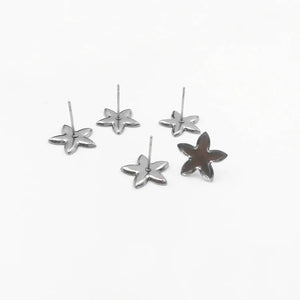Stainless Steel Stud Earrings Bases 12.5mm Flower Bezel Tray