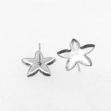 Stainless Steel Stud Earrings Bases 12.5mm Flower Bezel Tray