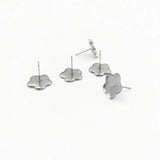 Stainless Steel Stud Earrings Bases 12mm Flower Bezel Tray for Resin Cabochons