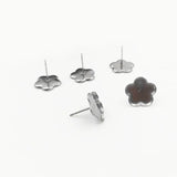 Stainless Steel Stud Earrings Bases 12mm Flower Bezel Tray for Resin Cabochons
