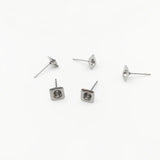 Square Bezel Stud Earrings Bases 6mm - DIY Findings