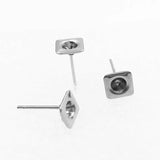 Square Bezel Stud Earrings Bases 6mm - DIY Findings
