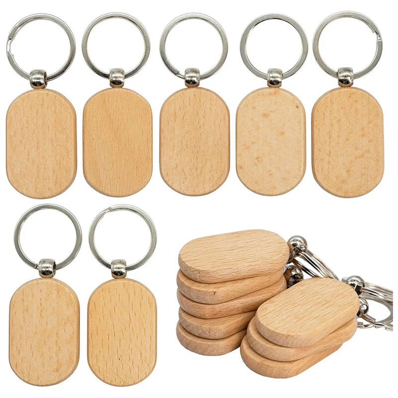 Wooden Key Tag Key DIY Wood Keychains Engraving Blanks 20 Pack