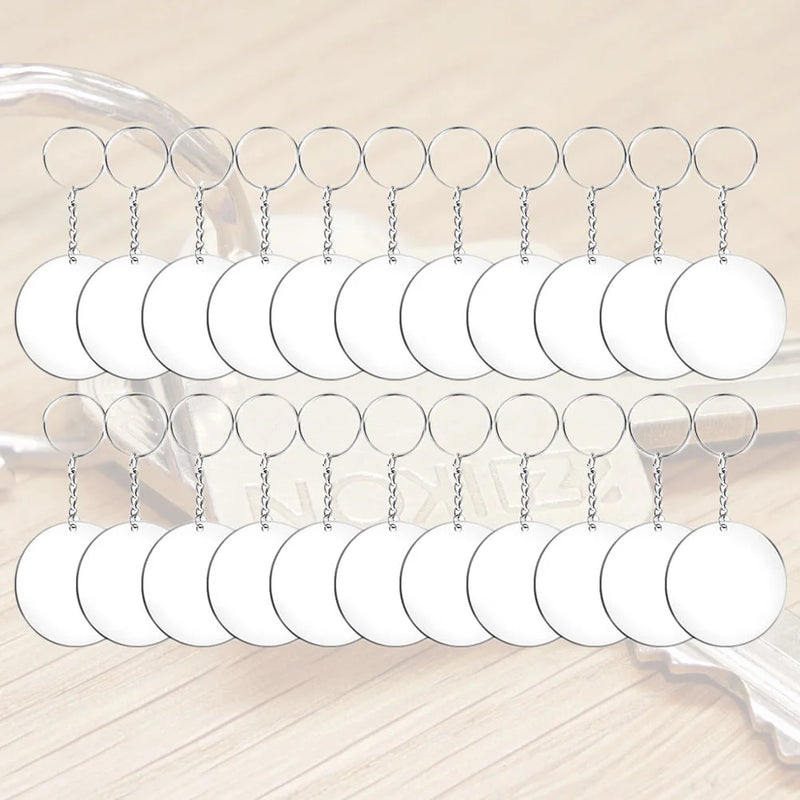 Clear Acrylic Keychain Set Circle Keychains Round Discs DIY Blank Chain