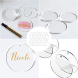 Clear Acrylic Keychain Set Circle Keychains Round Discs DIY Blank Chain