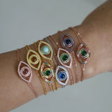 Lucky Rainbow Hamsa Evil Eyes 925 Silver Bracelet For Women