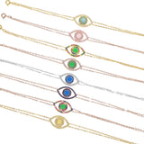 Lucky Rainbow Hamsa Evil Eyes 925 Silver Bracelet For Women
