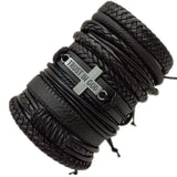 Blessing Cross Trust In God Leather Bracelets Set