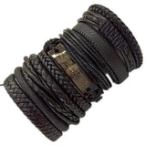 Blessing Cross Trust In God Leather Bracelets Set