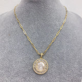 Virgin Guadalupe Pendant Necklace Zircon Natural Shell Jewelry