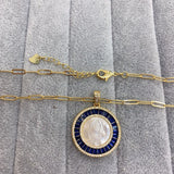 Virgin Guadalupe Pendant Necklace Zircon Natural Shell Jewelry