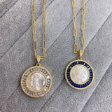 Virgin Guadalupe Pendant Necklace Zircon Natural Shell Jewelry
