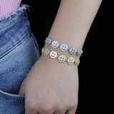 CZ Paved Smile Face Charms Bracelet for Women Men