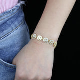 CZ Paved Smile Face Charms Bracelet for Women Men