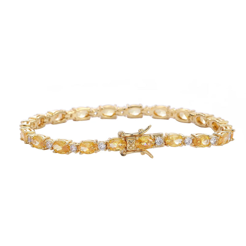 Brass Yellow Zircon Tennis Bracelet Women Jewelry