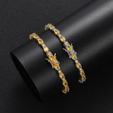 Brass Yellow Zircon Tennis Bracelet Women Jewelry
